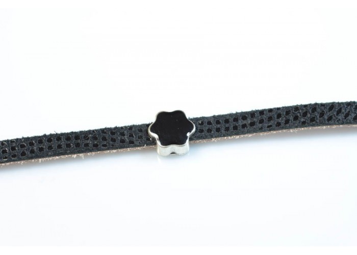 Entrepieza flor 6x2mm Negra